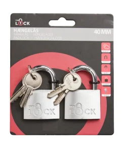 Hengelåser^The Lock Hengelås m/to nøkler 40 mm aluminium - 2-pk. Sølv