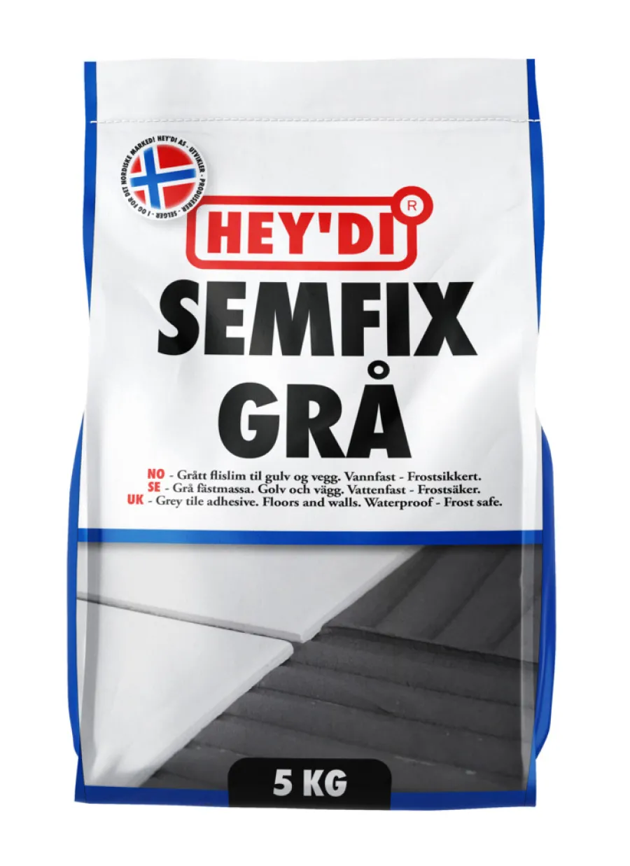 Sement & Mørtel^Hey'di Semfix Flislim 5 kg Grå