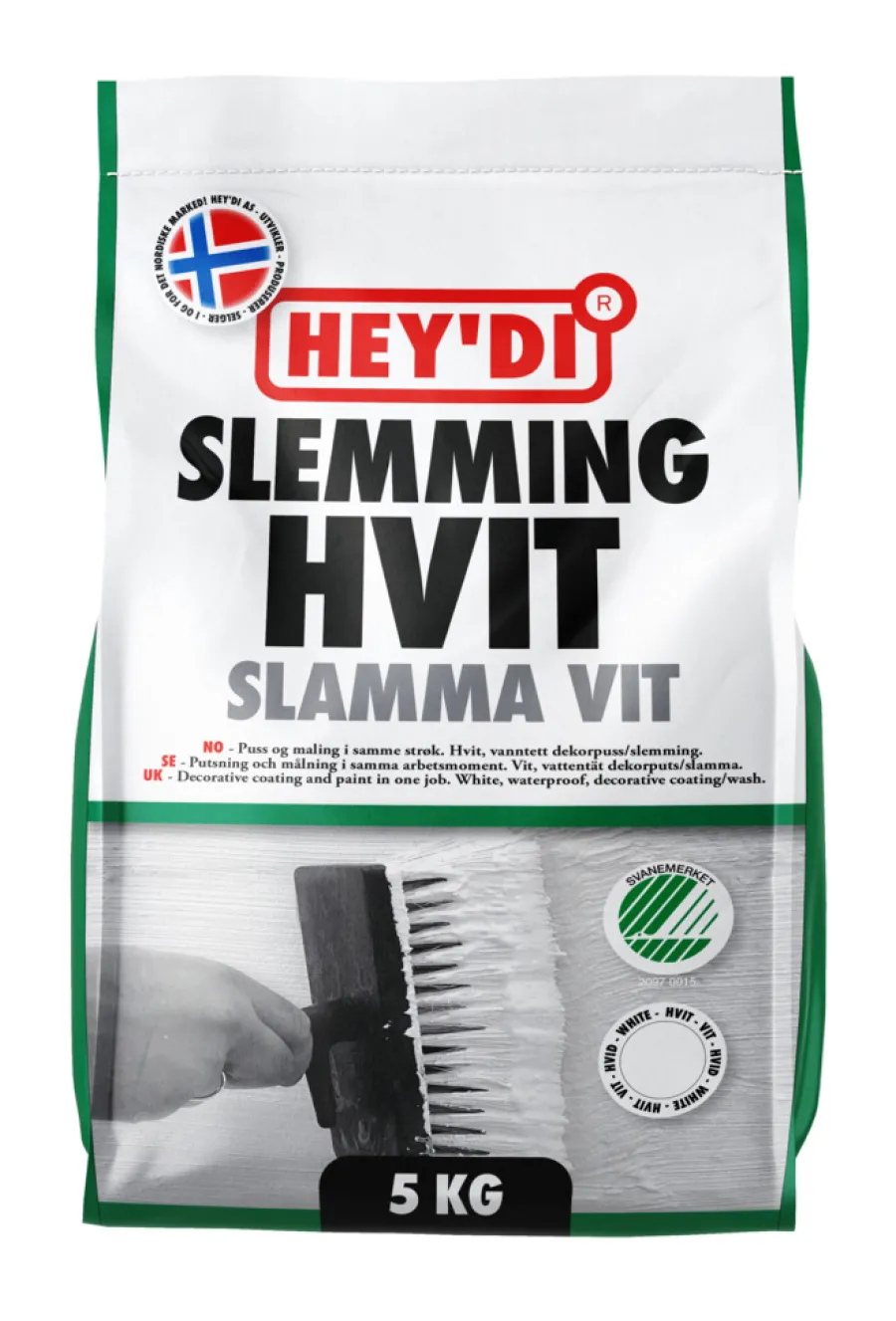 Sement & Mørtel^Hey'di slemming dekorpuss 5 kg Hvit