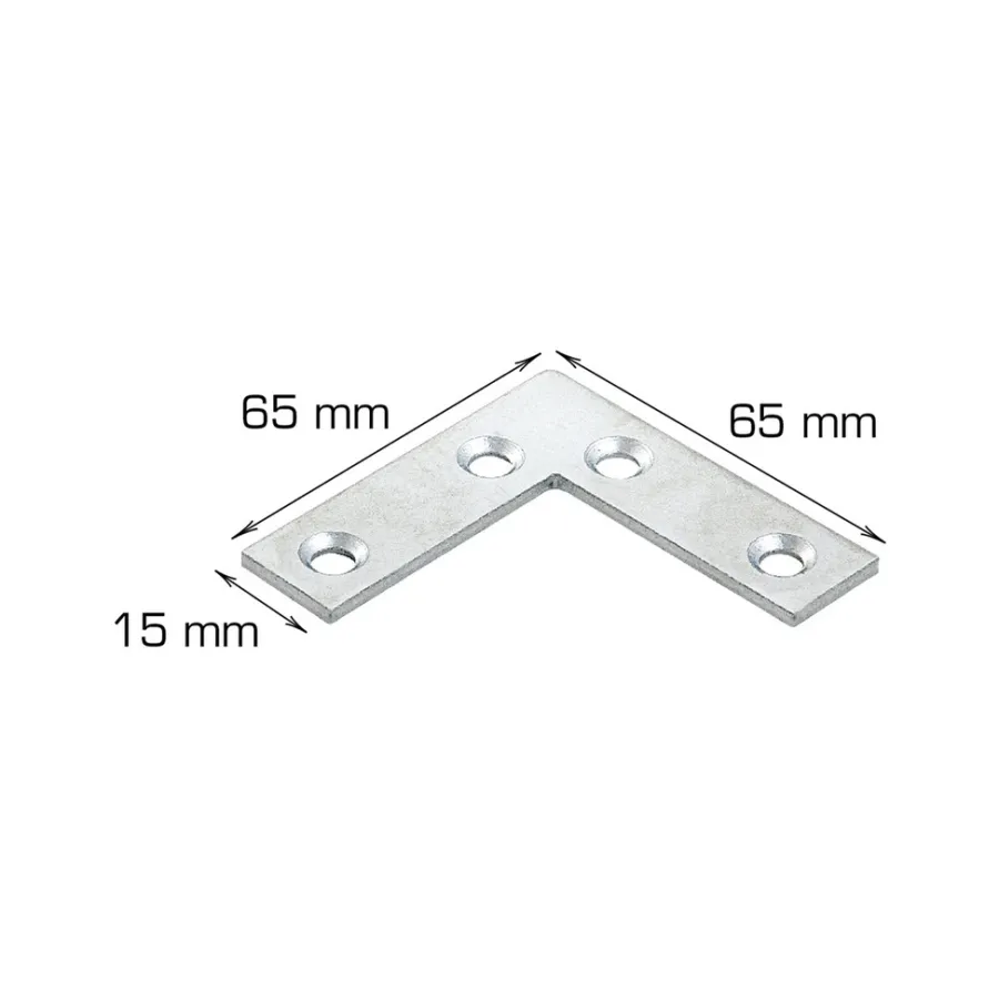 Bygningsbeslag^Home it Hjørnebeslag 65 x 65 x 15 mm. mm - 2 stk.