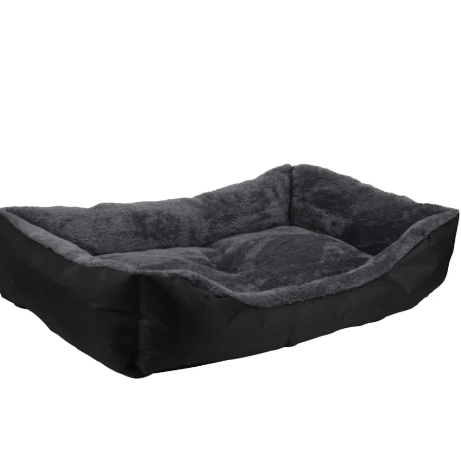 Hunde- Og Katteartikler^Petzone Hundeseng m/plysj svart/grå 50 x 70 cm