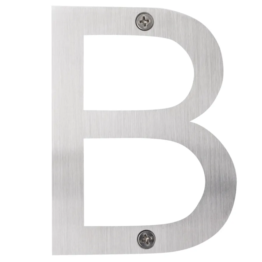 Husnummer & -Bokstaver^ Husbokstav B børstet stål