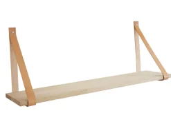 Hyller^Royal Hylle i eik 20 x 120 cm med lærstropper