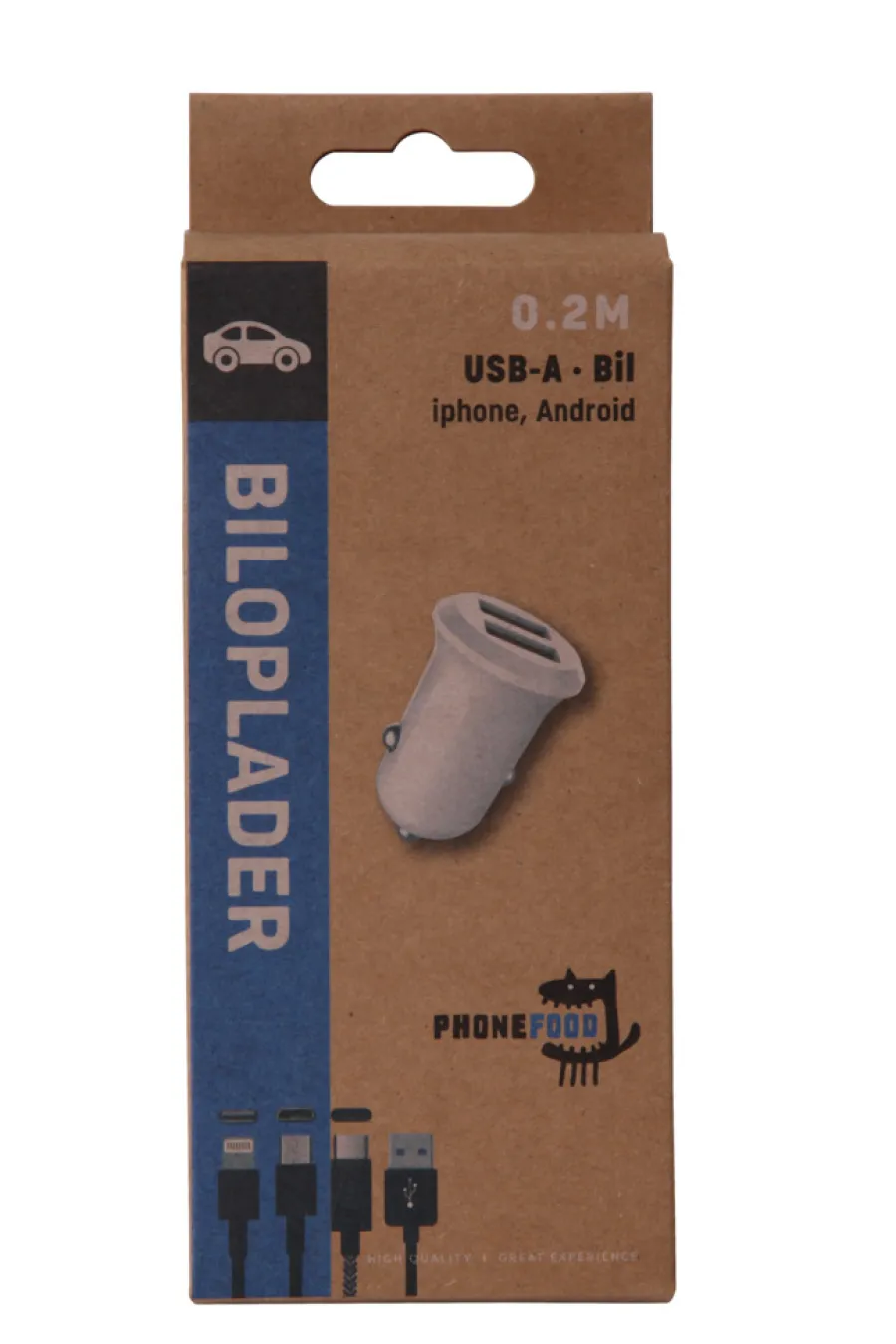 Kabler & Adaptere^PhoneFood 3-i-1 lader til bil