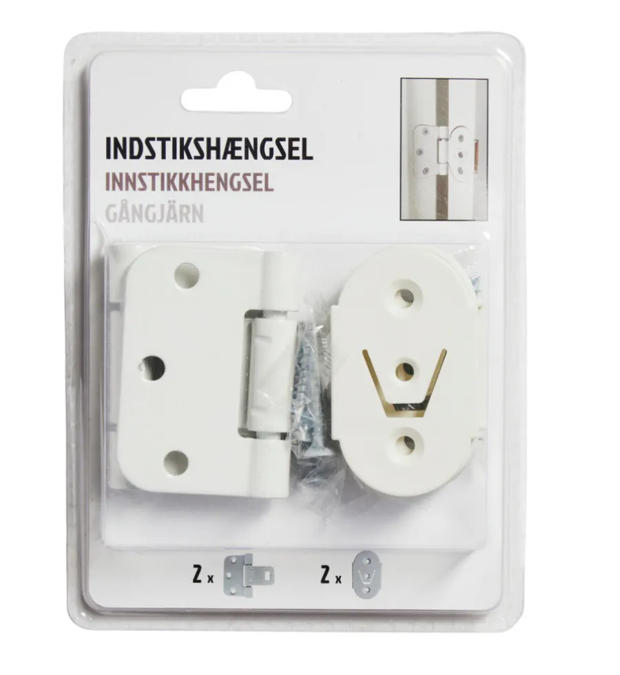 Grep & Hengsler^ Innstikkshengsel sett hvit 2 stk.