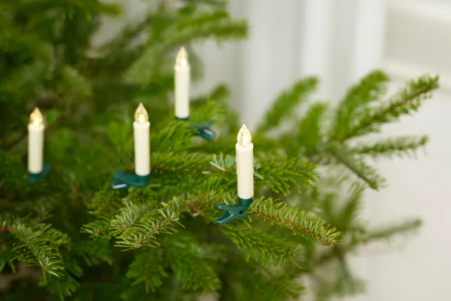 Juledekorasjoner^Stemning Juletrelys LED med klips 10 stk. H10,5 cm