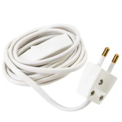 Kabler & Ledninger^Elworks Kabelsett med bryter og plugg hvit 2 meter