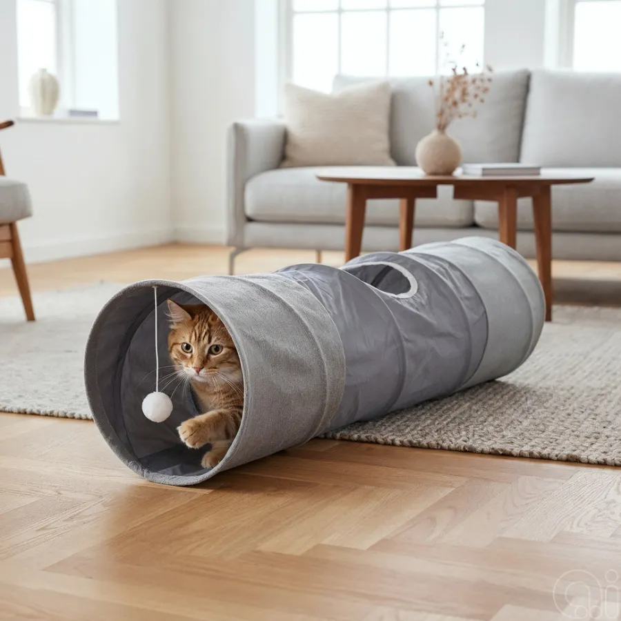 Hunde- Og Katteartikler^Petzone Kattetunnel grå Ø25 × 90 cm