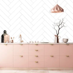 Kjøkkenplater^Kitchenline Kjøkkenplate 610 x 610 mm White Herringbone