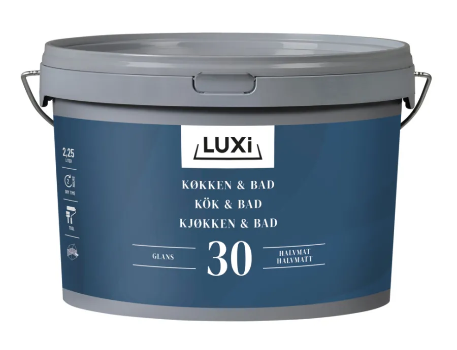 Veggmaling^Luxi Kjøkken & Bad 30 veggmaling 2,25 liter - Hvit