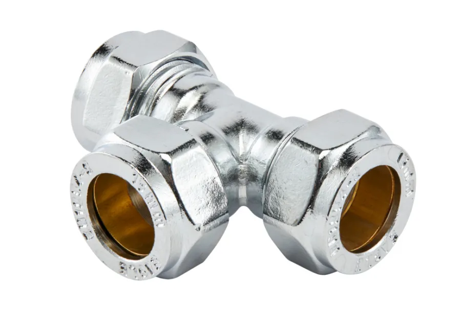 Forkrommede^ Klemring t-rør 15mm Krom