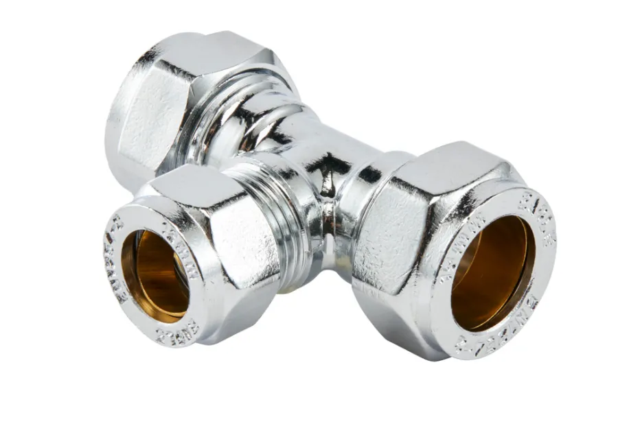 Forkrommede^ Klemring T-rør 15 x 12 mm Krom