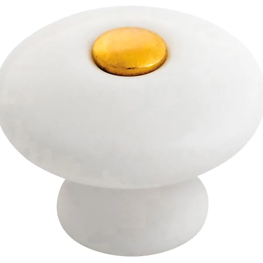 Grep & Hengsler^Home it Knott porselen hvit/gull 29 mm - 2 stk.