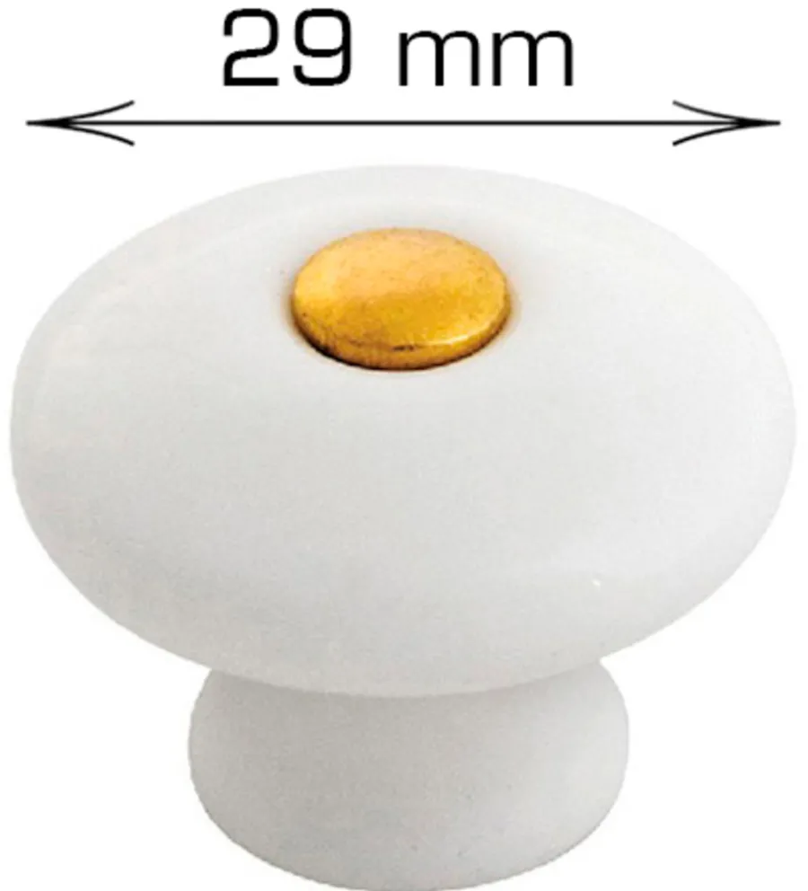 Grep & Hengsler^Home it Knott porselen hvit/gull 29 mm - 2 stk.