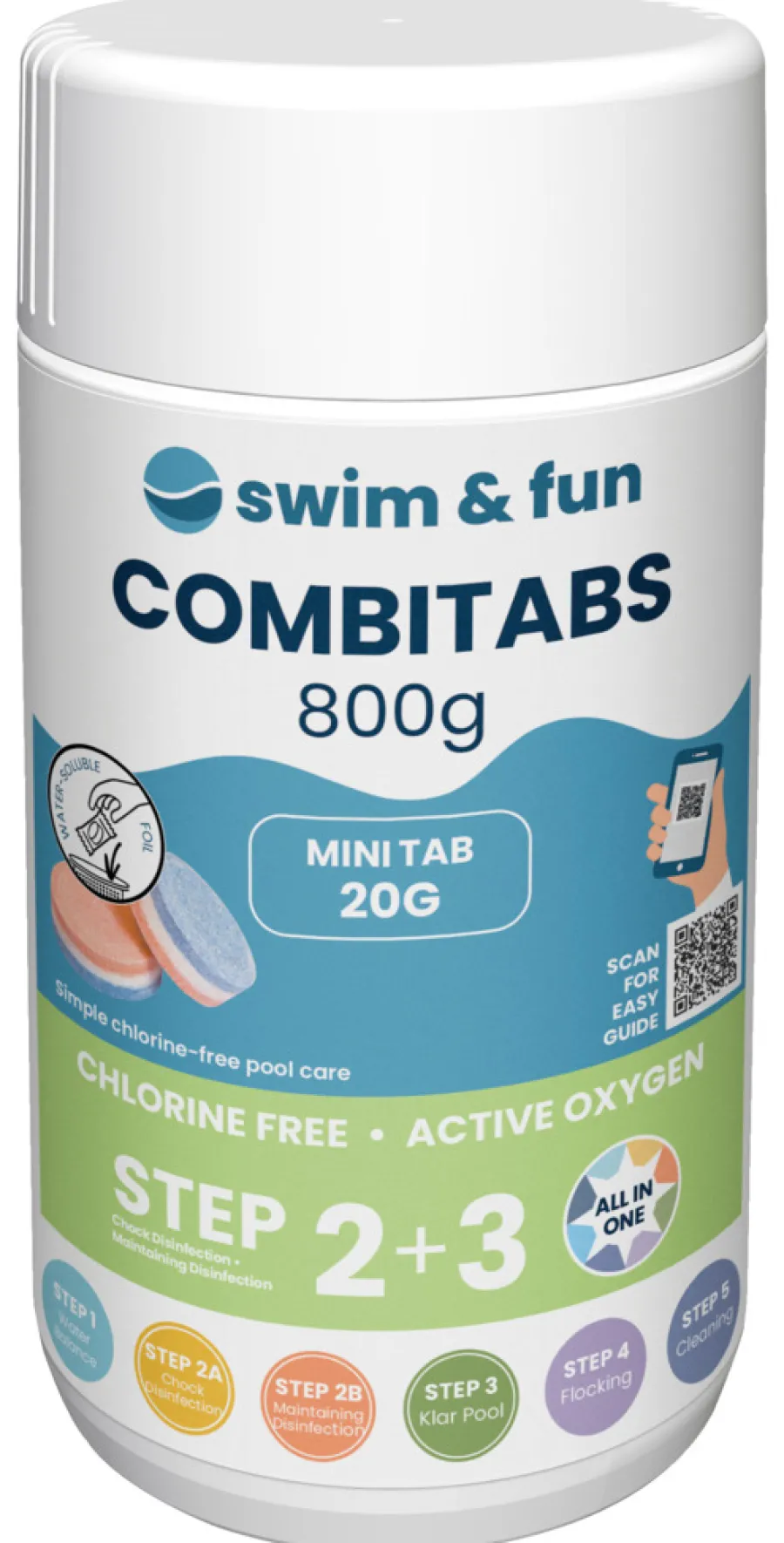 Bassengtilbehør & Pleie^Swim & Fun Kombitabletter klorfri 20 g, 800 g -