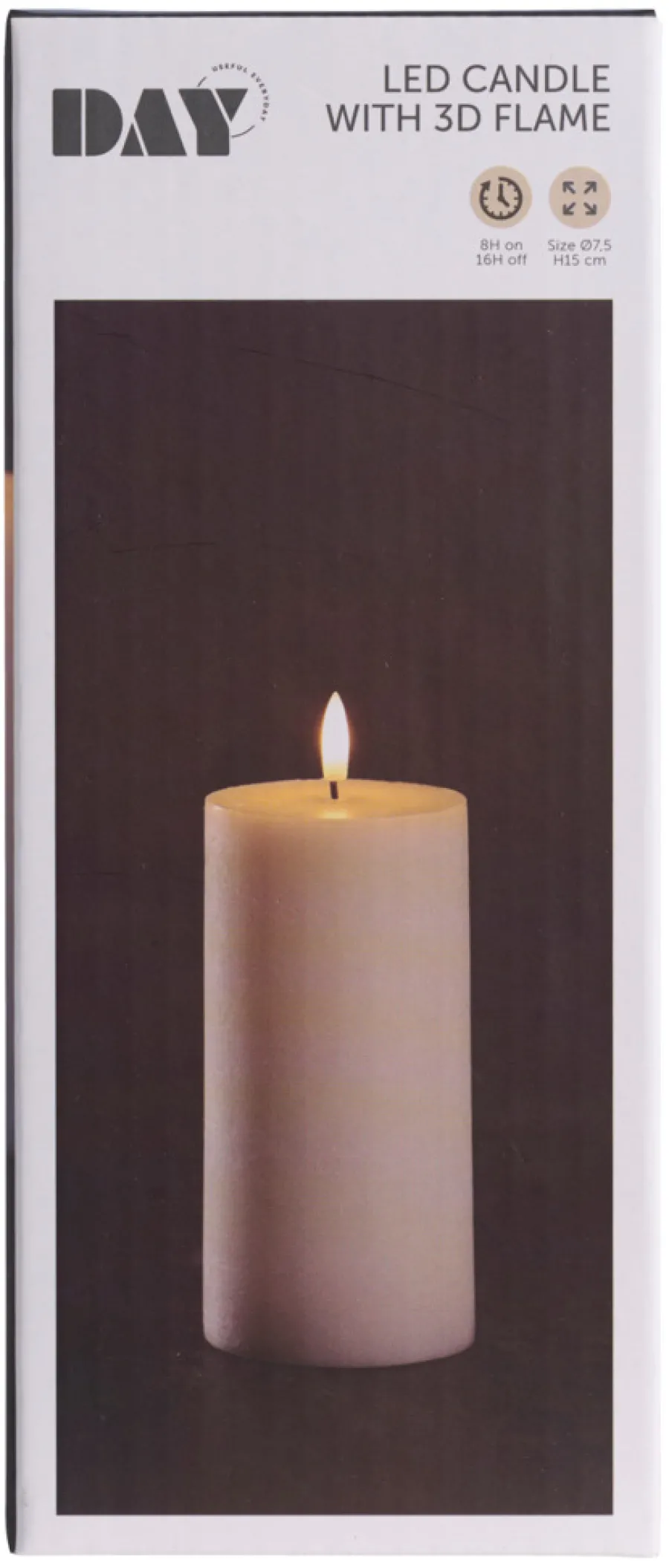 Dekorativ Belysning - Innendørs^DAY Kubbelys med 3D LED-flamme H15 cm