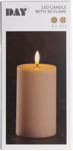 Dekorativ Belysning - Innendørs^DAY Kubbelys med 3D LED-flamme H12,5 cm