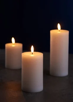 Dekorativ Belysning - Innendørs^DAY Kubbelys med 3D LED-flamme H10 cm
