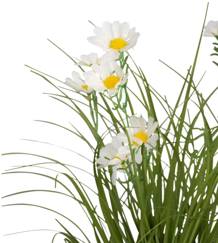 Kunstige Planter^ Kunstgress med margerittblomster 50 cm