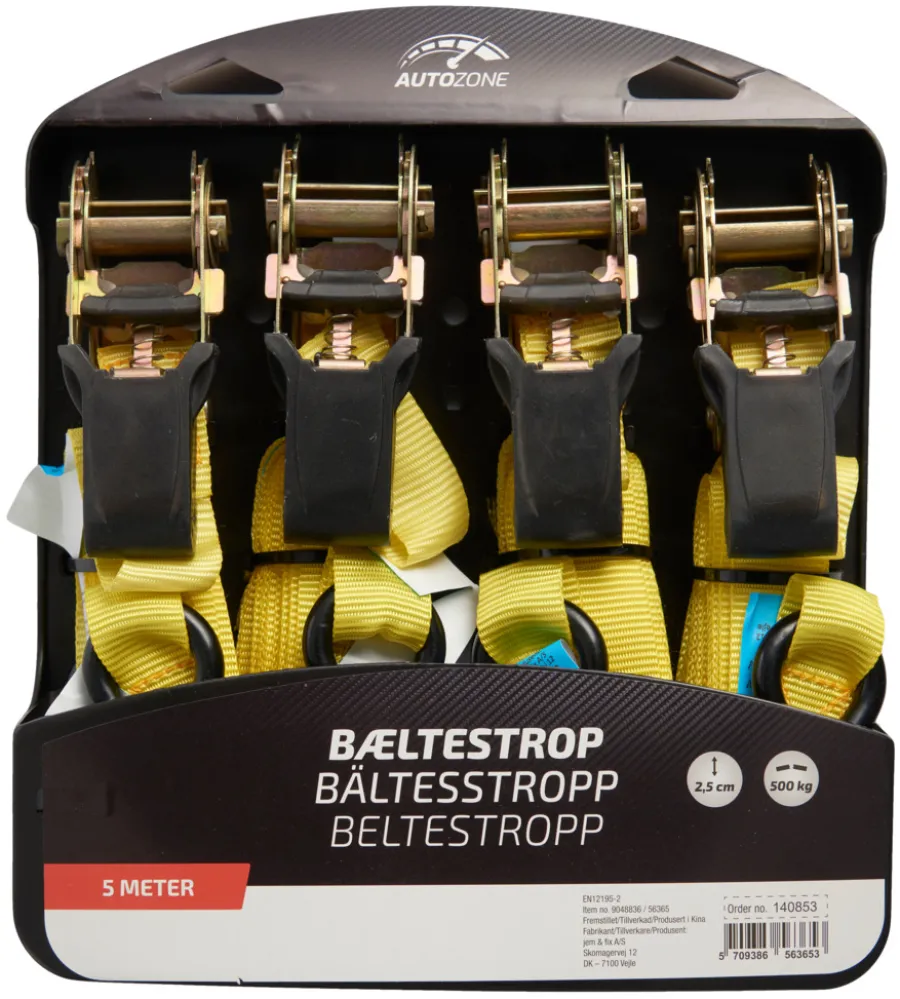 Tilhengertilbehør^Autozone Lastestropper 4 stk. 5 meter -