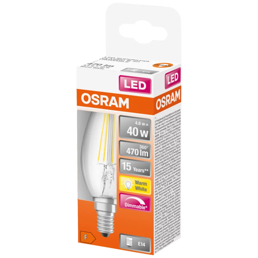 Led-Pærer^Osram LED-pære kerte 5W