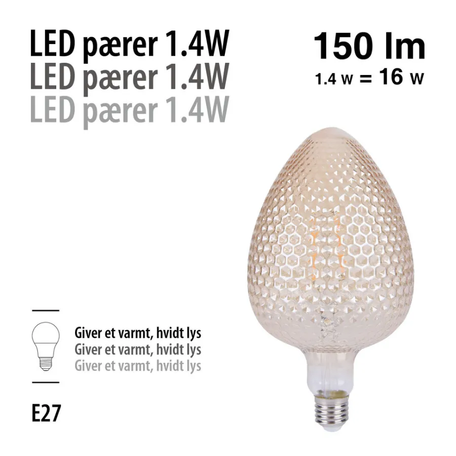 Led-Pærer^ LED-pære Nut Amber 1,4 W E27