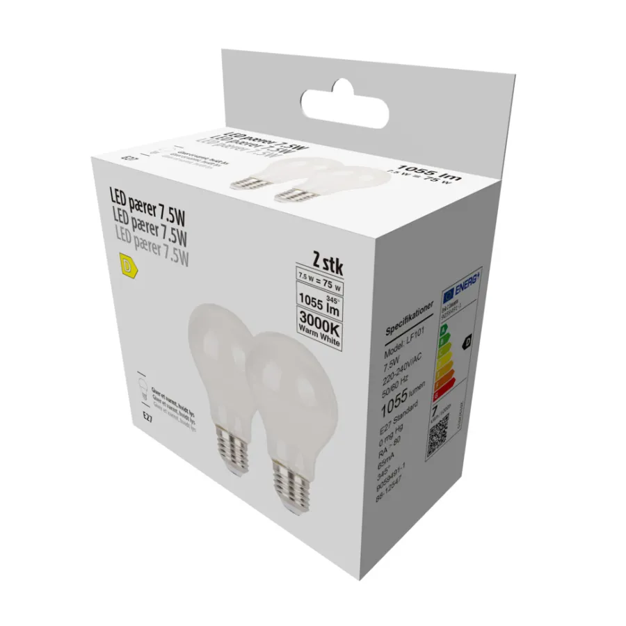 Led-Pærer^ LED-pærer standard 7,5 W E27 - 2-pk.