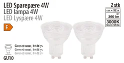 Led-Pærer^ LED-spotpære 4 W GU10 - 2-pk.