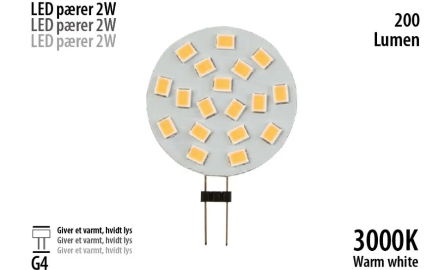Led-Pærer^ LED-stiftpære 2 W G4 - 1 stk.