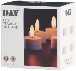 Dekorativ Belysning - Innendørs^DAY LED-telys m/3D flamme 4 stk.