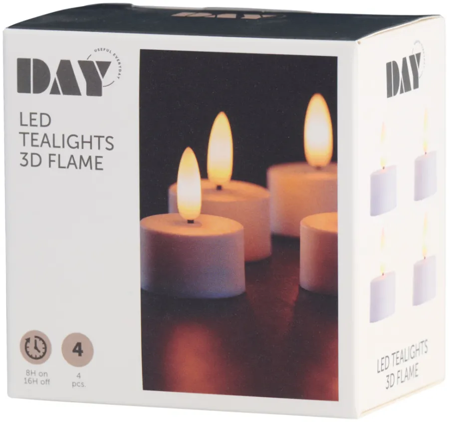 Dekorativ Belysning - Innendørs^DAY LED-telys m/3D flamme 4 stk.