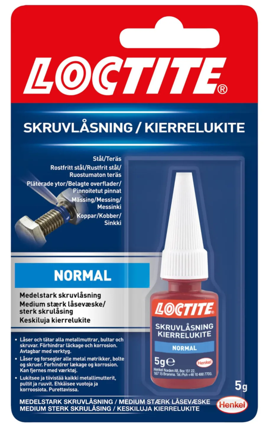 Biltilbehør^Loctite Normal Låsevæske 5 gram