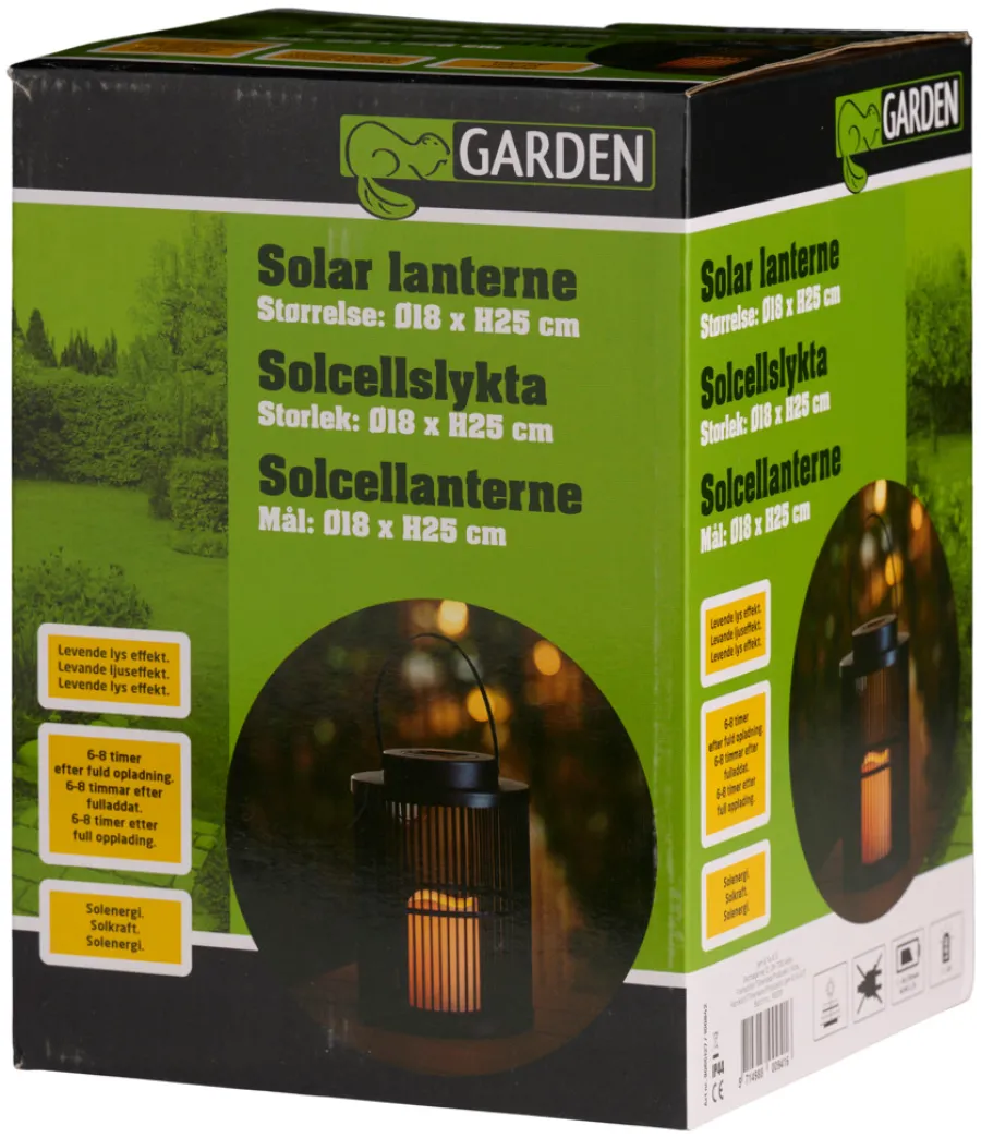 Solcellelamper^Garden Lykt med solcelle 18 x 18 x 25 cm - ® Svart
