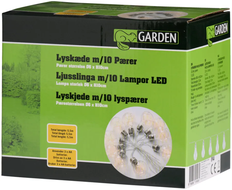 Dekorativ Belysning - Innendørs|Dekorativ Belysning - Utendørs^Garden Lyslenke med 10 pærer 5,5 meter - ®