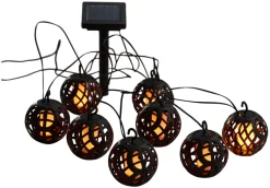 Solcellelamper^Garden Lyslenke m/8 kuler med flammeeffekt 4,1 meter - ® Svart
