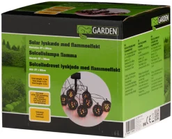 Solcellelamper^Garden Lyslenke m/8 kuler med flammeeffekt 4,1 meter - ® Svart