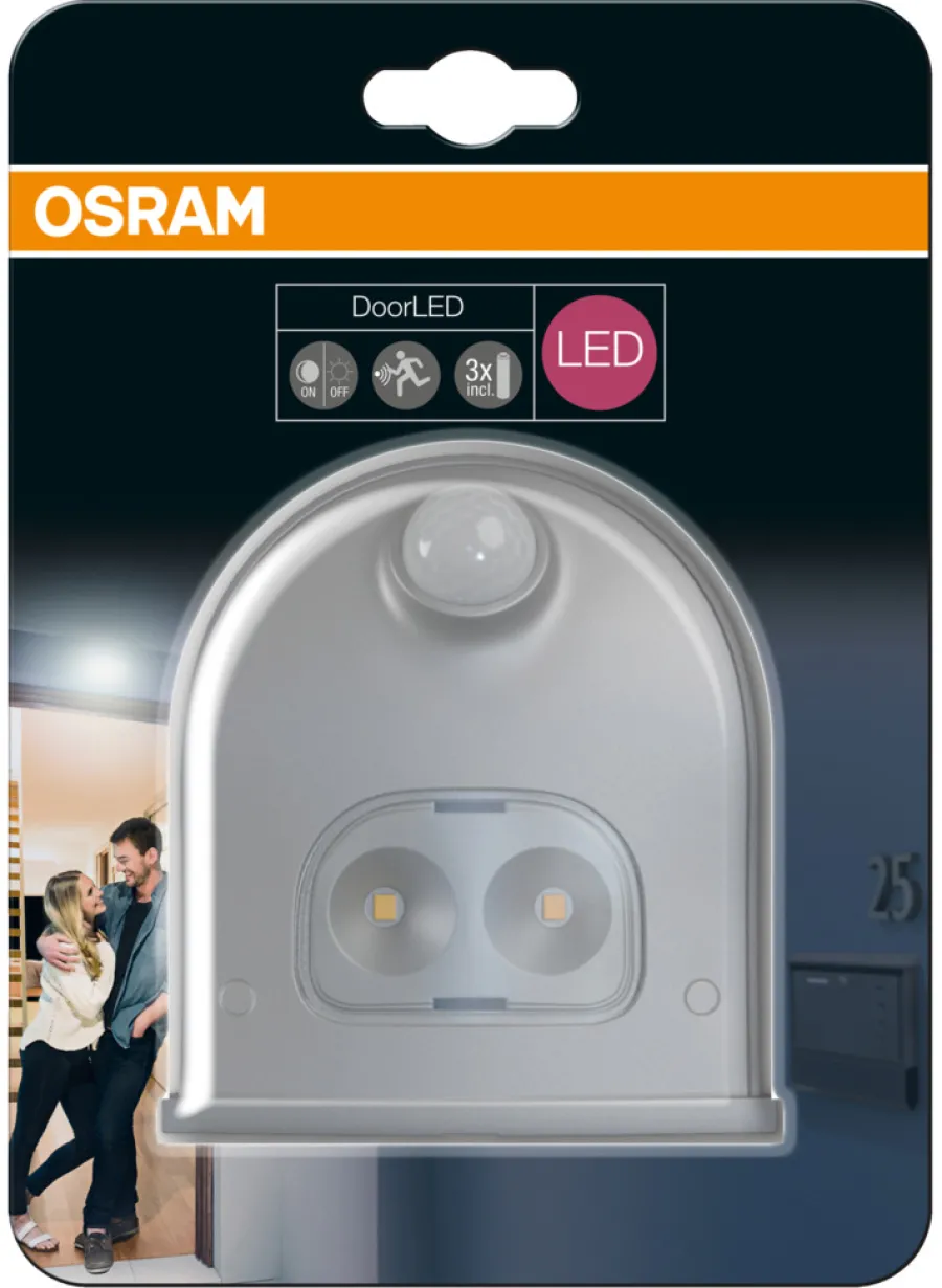 Sensorlamper^Osram DoorLED sensorlampe sølv batteri