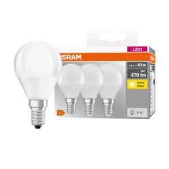 Led-Pærer^Osram LED kronepære E14 4,9 W 3-pk.