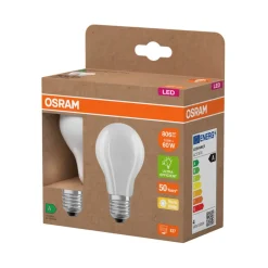 Led-Pærer^Osram LED matt standardpære E27 3,8 W 2-pk.
