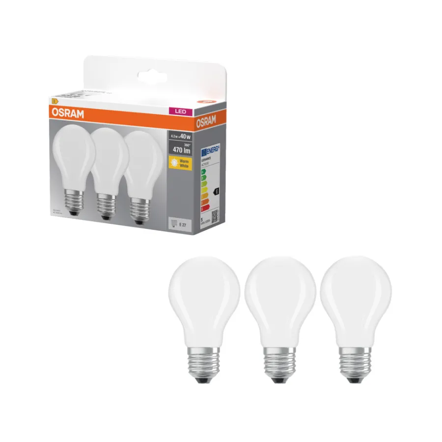 Led-Pærer^Osram LED-pære STD matt E27 4,2 W 3-pk.