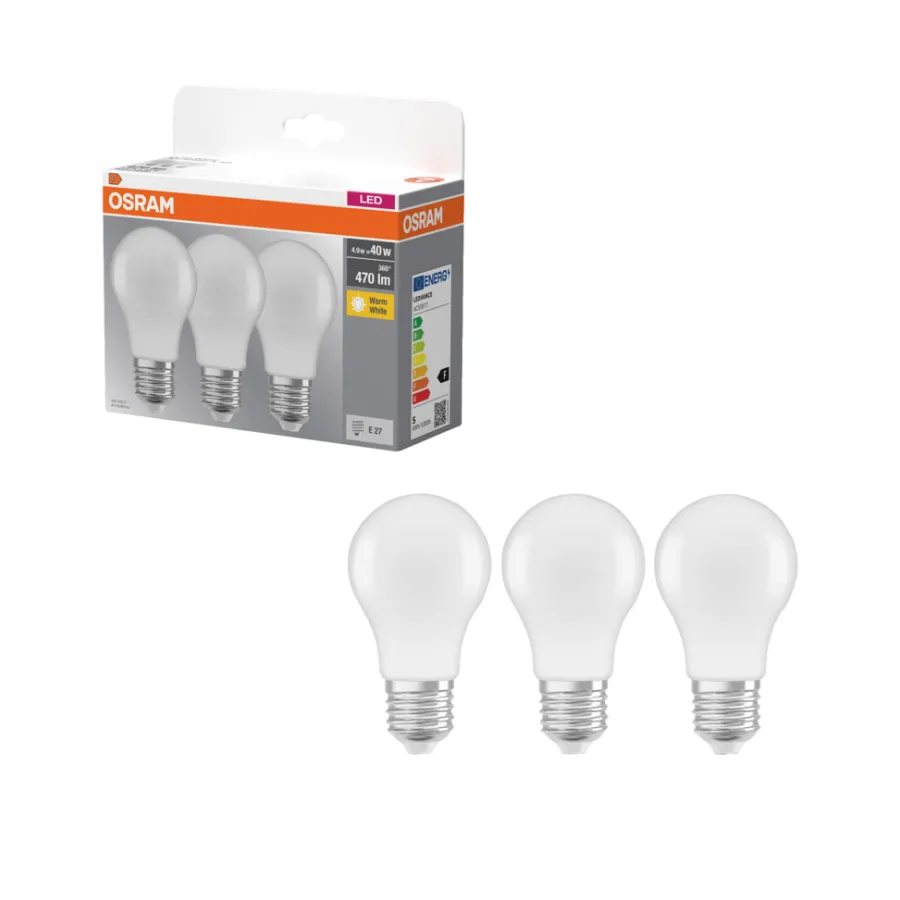 Led-Pærer^Osram LED-pære STD matt E27 4,9 W 3-pk.