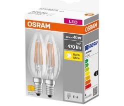 Led-Pærer^Osram LED sparepære E14 4 W 2-pk.