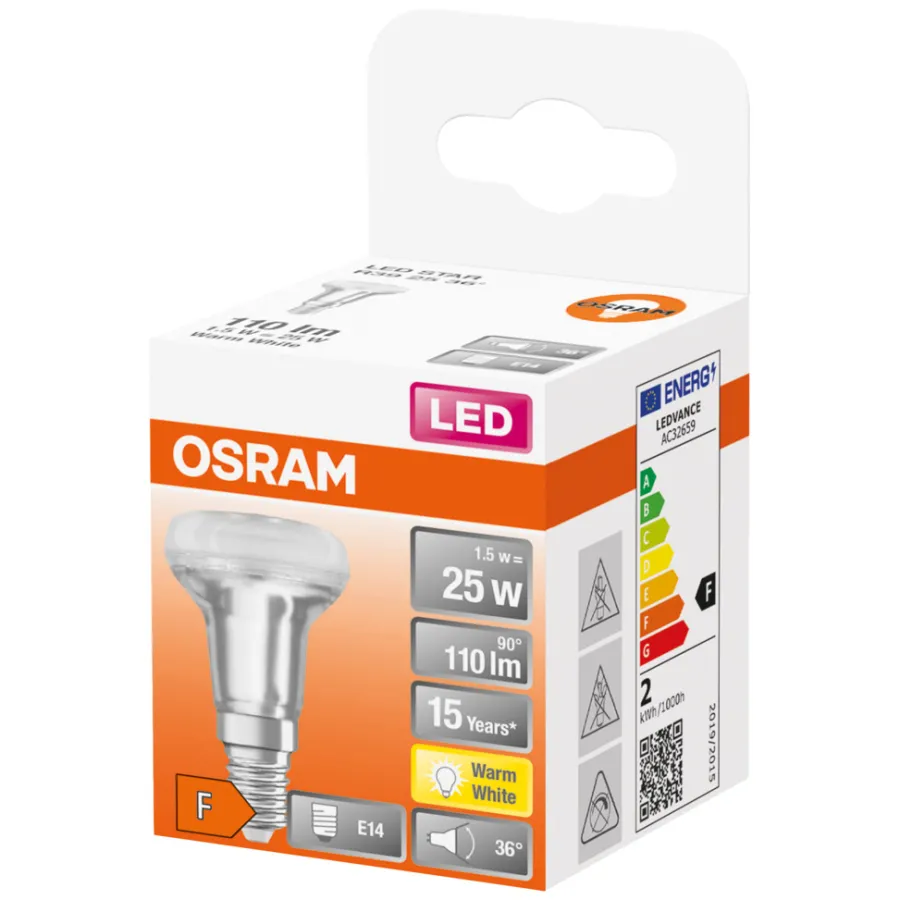 Led-Pærer^Osram LED Star R39 spot E14 1,5 W