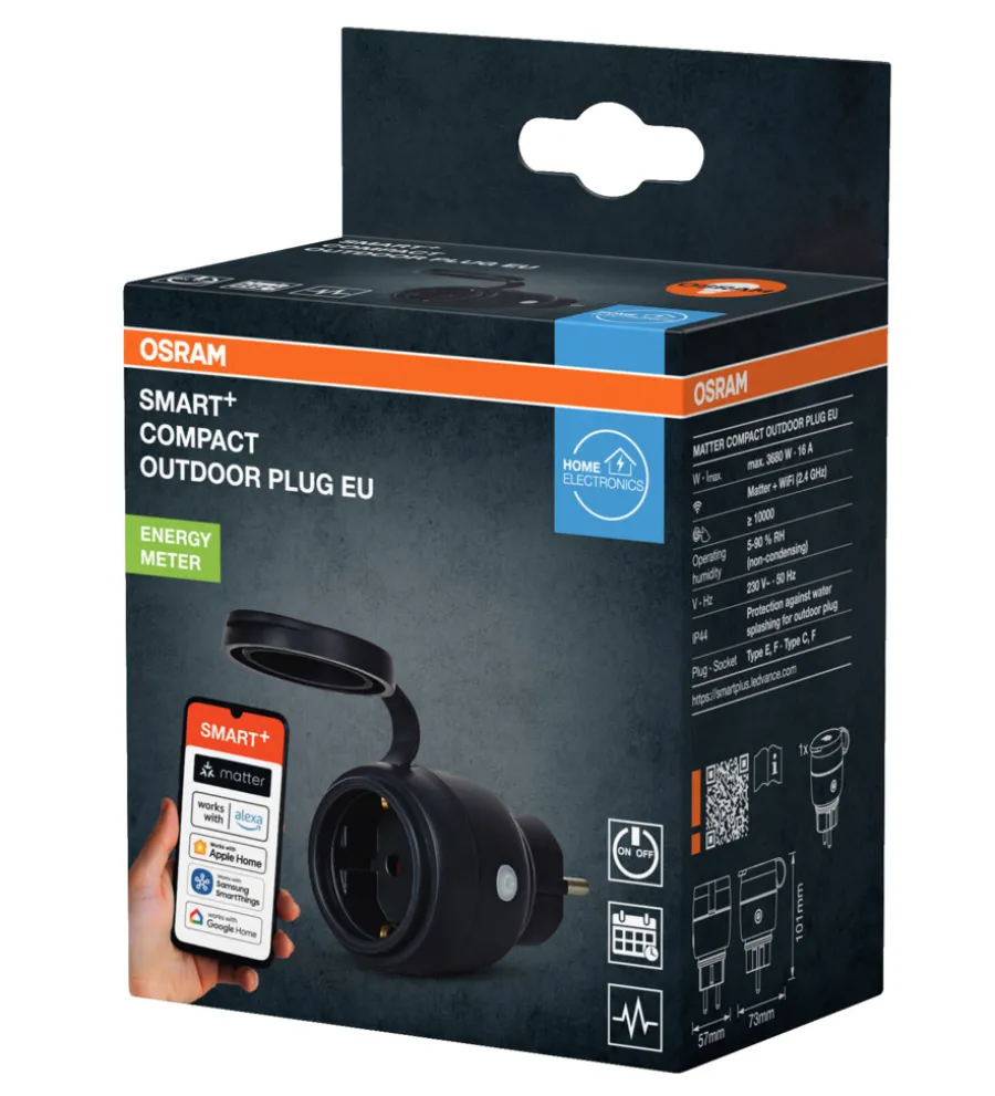 Smart Stikkontakter & Sensorer|Grenuttak & Skjøteledninger^Osram SMART+ Compact Plug EU energimåler Svart