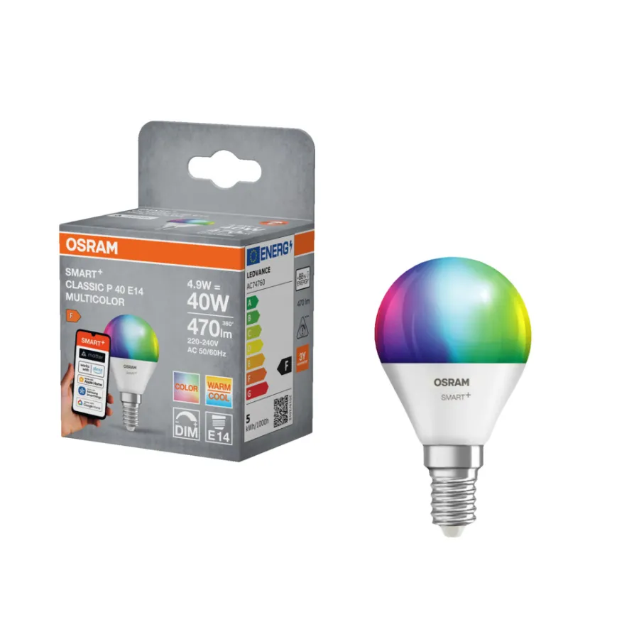 Led-Pærer|Smartpærer^Osram SMART+ RGB+TW kronepære E14 4,9 W