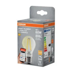 Led-Pærer|Smartpærer^Osram SMART+ standard filamentpære hvit E27 6 W