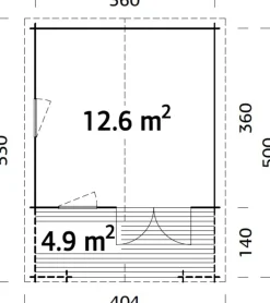 Hytter & Boder^Palmako hytte Kristian 12,6 m² 360 x 360 cm