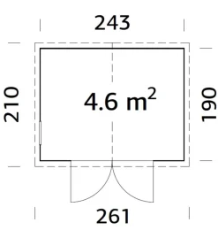 Redskapsboder|Hytter & Boder^Palmako redskapsbod Aksel 1 - 4,6 m² 243 x 190 cm