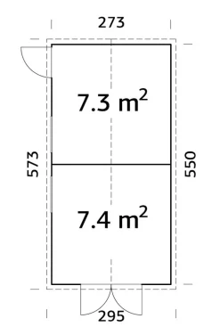 Redskapsboder|Hytter & Boder^Palmako redskapsbod Aksel 4 - 14,7 m² 273 x 550 cm