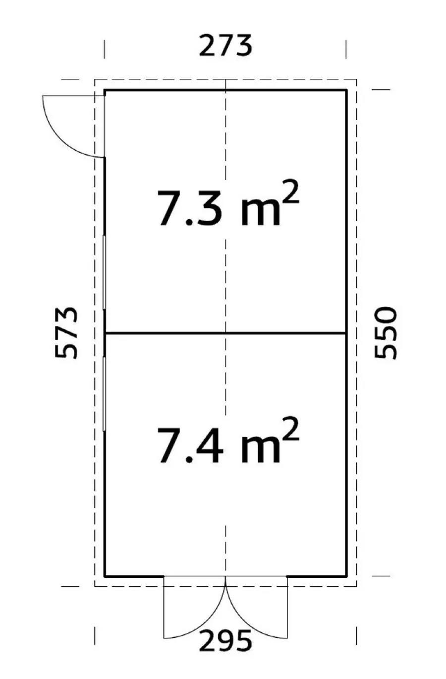 Redskapsboder|Hytter & Boder^Palmako redskapsbod Aksel 4 - 14,7 m² 273 x 550 cm